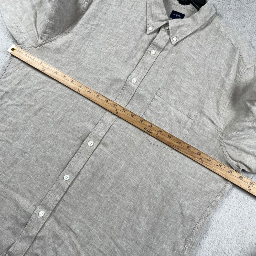J Crew Shirt Mens XL Classic Fit Beige Linen Blend Long Sleeve Button Down - Picture 4 of 8